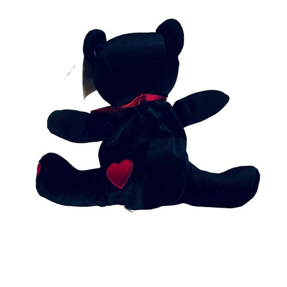 Vintage 7” Floppy Friends Bronte Bear Black Red Hearts Original Tags 1990s Love - Picture 12 of 13